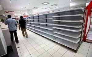 empty shelves in supermarket