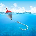 float and hook in water