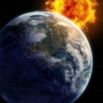 earth with solar flare