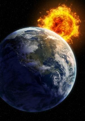 earth with solar flare