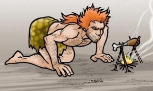 caveman cooking chicken