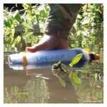 lifesaver water filter bottle in stream