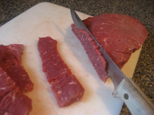 cutting beef for jerky