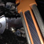 serrated edge being sharpened with gerber 