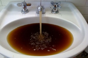 dirty water in a sink