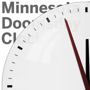 domsday clock set at three minutes to mudnight