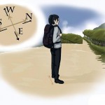 man finding north south by using a watch