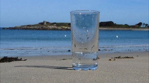 glass of sea water